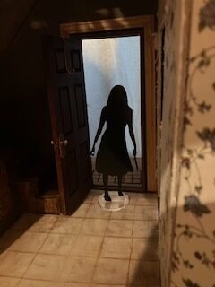 Image 2D Shadow Person, girl holding a knife